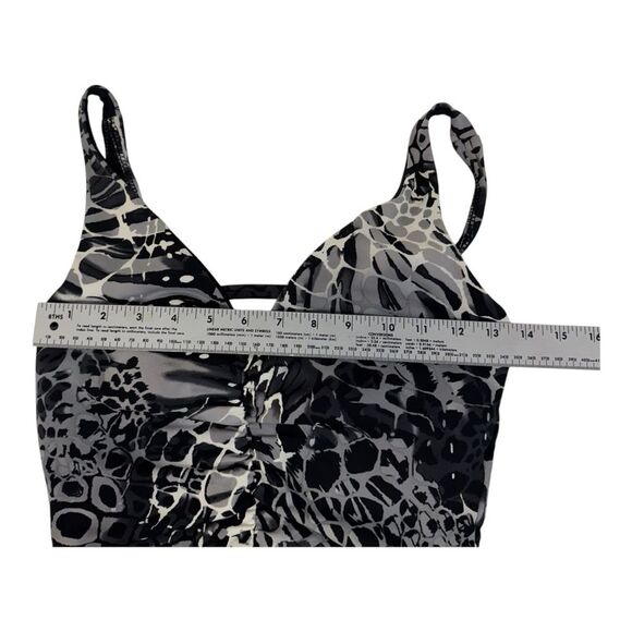 Aqua Green Black Grey White Print One Piece Tank Style Swimsuit Size S - Picture 7 of 8